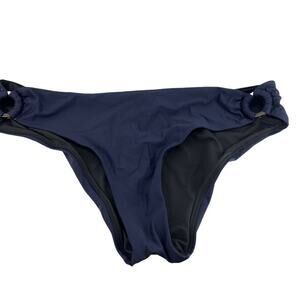 J Crew Solid Blue Bikini Bottom Peek a Boo Rings Xlarge